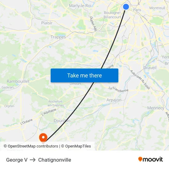 George V to Chatignonville map