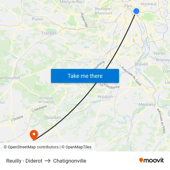 Reuilly - Diderot to Chatignonville map