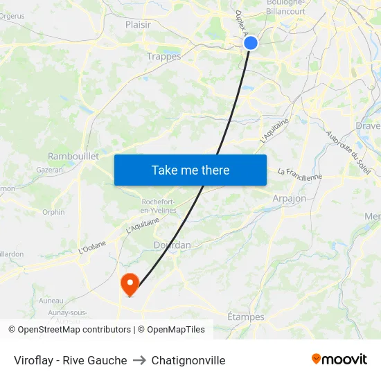 Viroflay - Rive Gauche to Chatignonville map