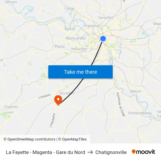 La Fayette - Magenta - Gare du Nord to Chatignonville map
