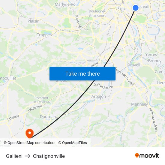 Gallieni to Chatignonville map