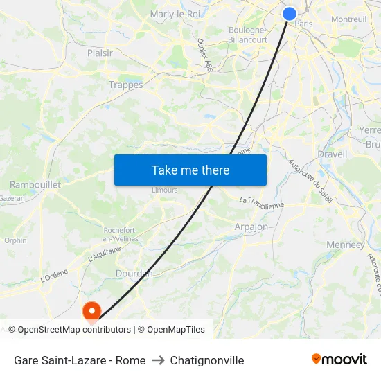 Gare Saint-Lazare - Rome to Chatignonville map