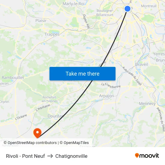 Rivoli - Pont Neuf to Chatignonville map