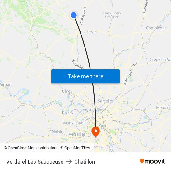 Verderel-Lès-Sauqueuse to Chatillon map