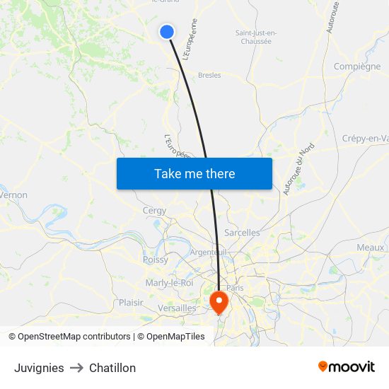 Juvignies to Chatillon map