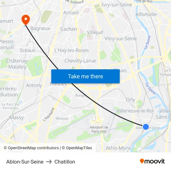 Ablon-Sur-Seine to Chatillon map