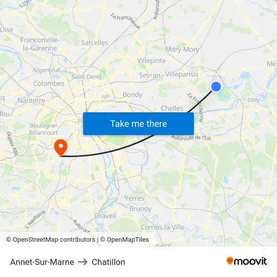 Annet-Sur-Marne to Chatillon map