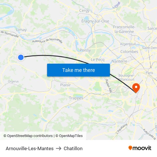 Arnouville-Les-Mantes to Chatillon map