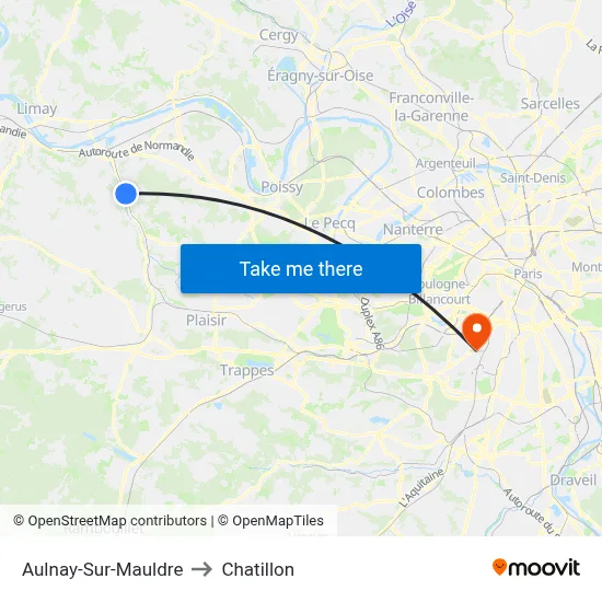 Aulnay-Sur-Mauldre to Chatillon map