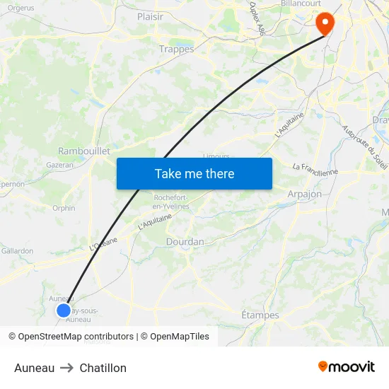 Auneau to Chatillon map