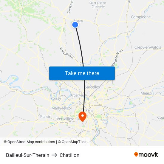 Bailleul-Sur-Therain to Chatillon map