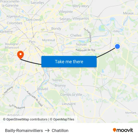 Bailly-Romainvilliers to Chatillon map