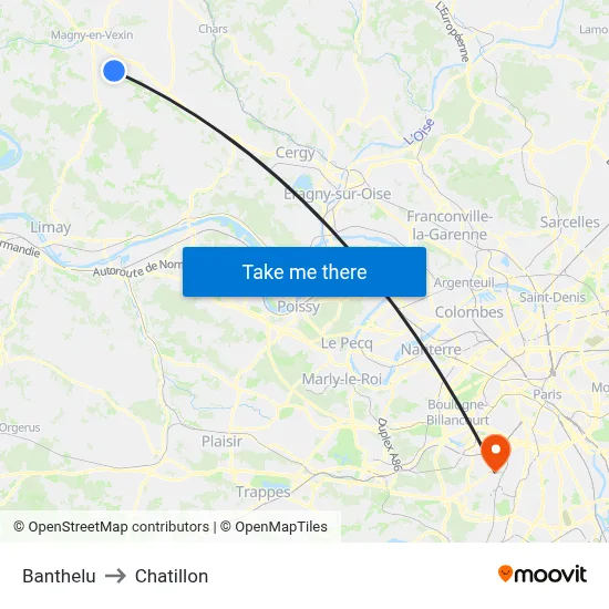 Banthelu to Chatillon map