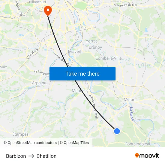 Barbizon to Chatillon map