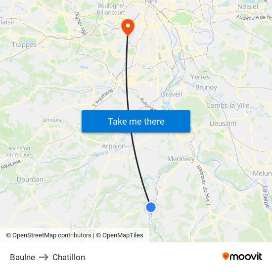 Baulne to Chatillon map