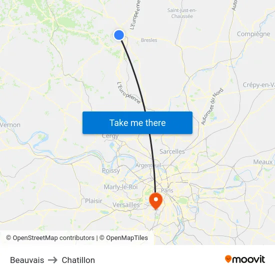 Beauvais to Chatillon map