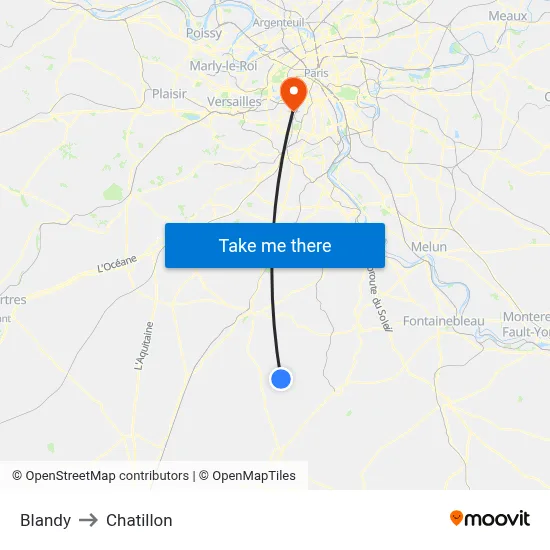 Blandy to Chatillon map