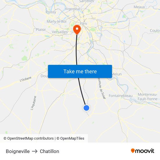 Boigneville to Chatillon map