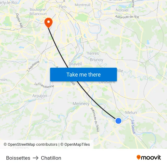 Boissettes to Chatillon map