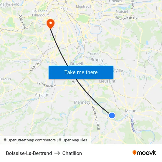 Boissise-La-Bertrand to Chatillon map