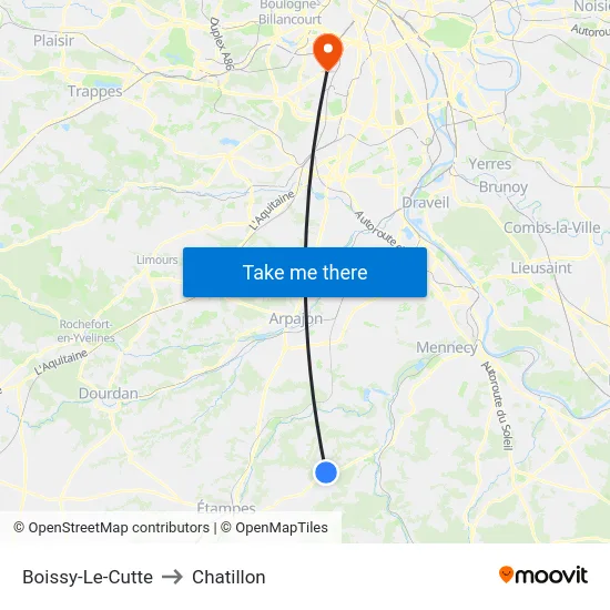 Boissy-Le-Cutte to Chatillon map
