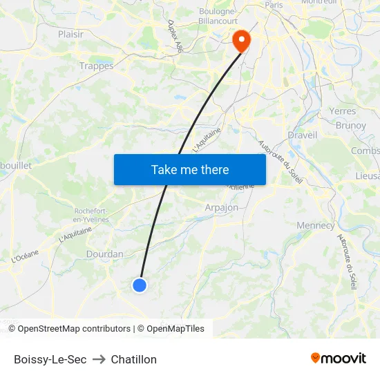Boissy-Le-Sec to Chatillon map
