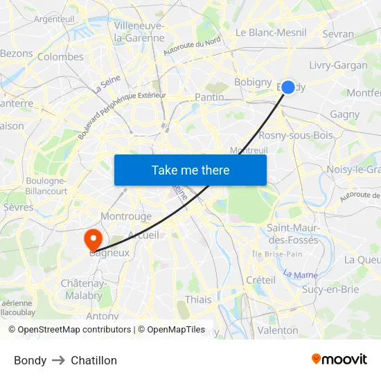 Bondy to Chatillon map