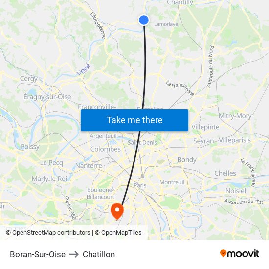Boran-Sur-Oise to Chatillon map