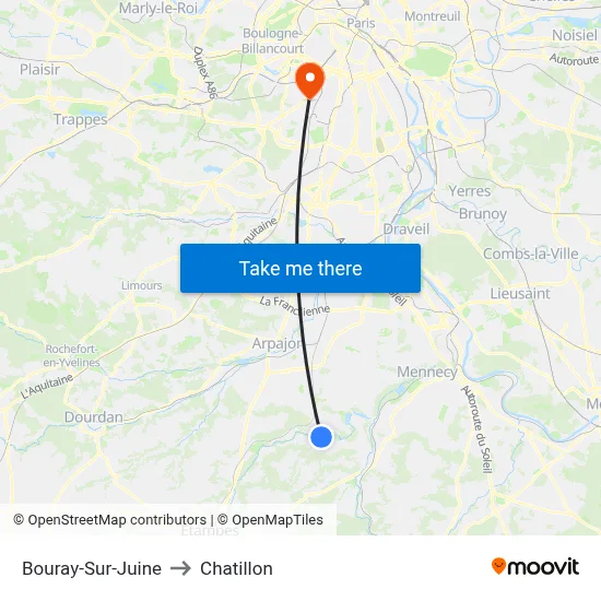 Bouray-Sur-Juine to Chatillon map