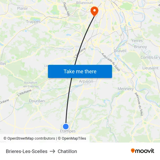 Brieres-Les-Scelles to Chatillon map