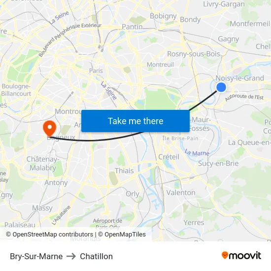 Bry-Sur-Marne to Chatillon map