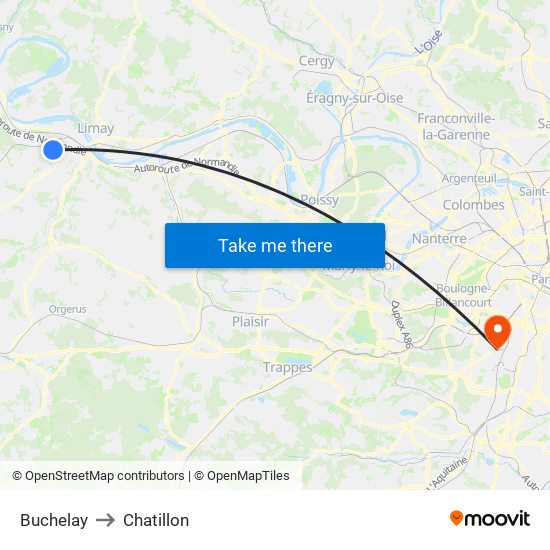 Buchelay to Chatillon map