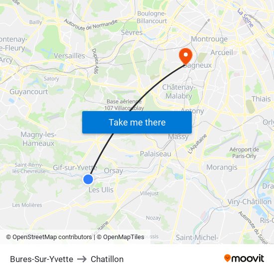 Bures-Sur-Yvette to Chatillon map