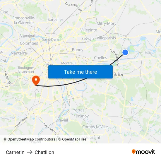 Carnetin to Chatillon map