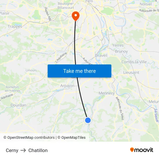 Cerny to Chatillon map