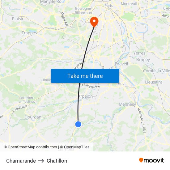 Chamarande to Chatillon map