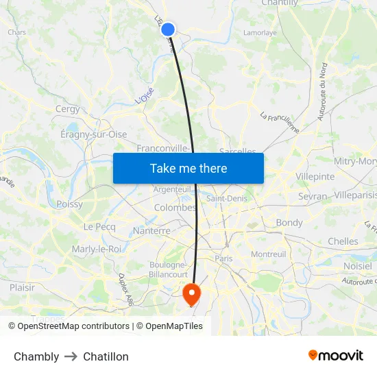 Chambly to Chatillon map