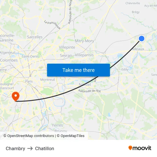 Chambry to Chatillon map