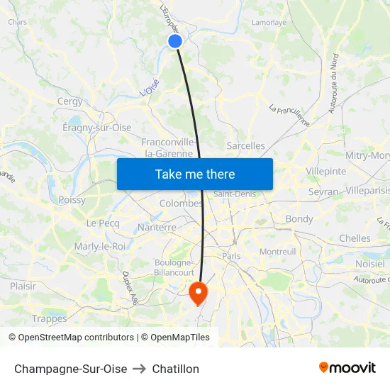 Champagne-Sur-Oise to Chatillon map