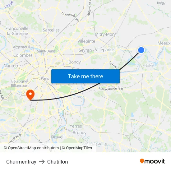 Charmentray to Chatillon map