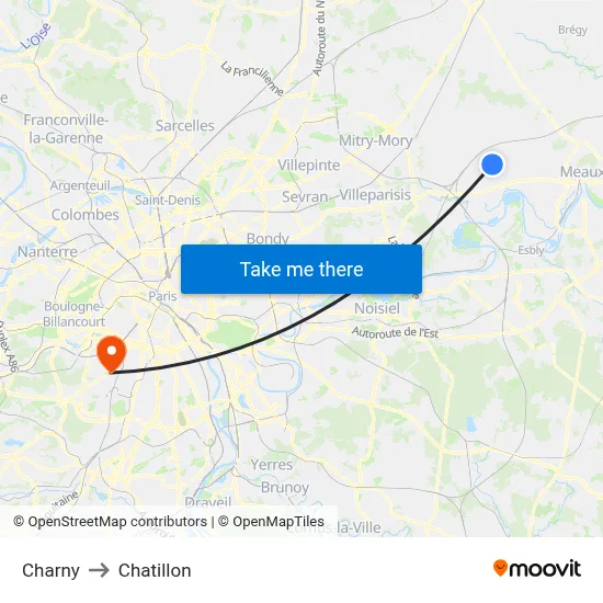 Charny to Chatillon map