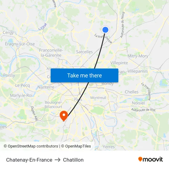 Chatenay-En-France to Chatillon map