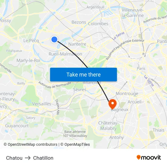 Chatou to Chatillon map
