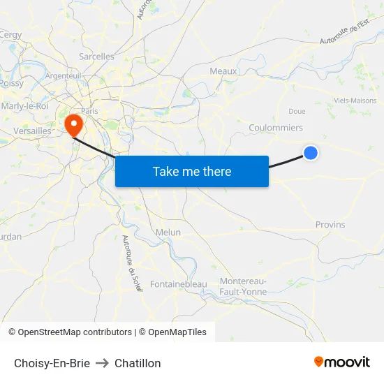 Choisy-En-Brie to Chatillon map