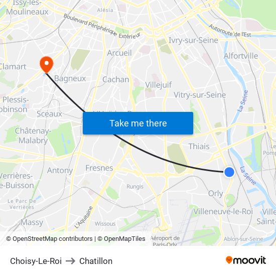 Choisy-Le-Roi to Chatillon map