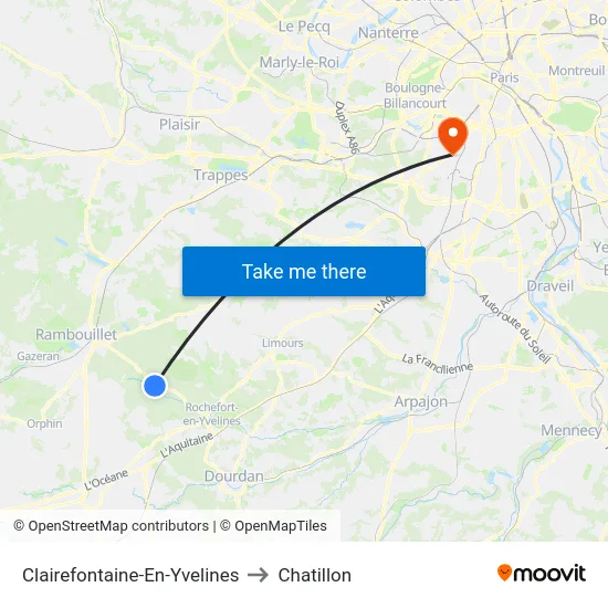 Clairefontaine-En-Yvelines to Chatillon map