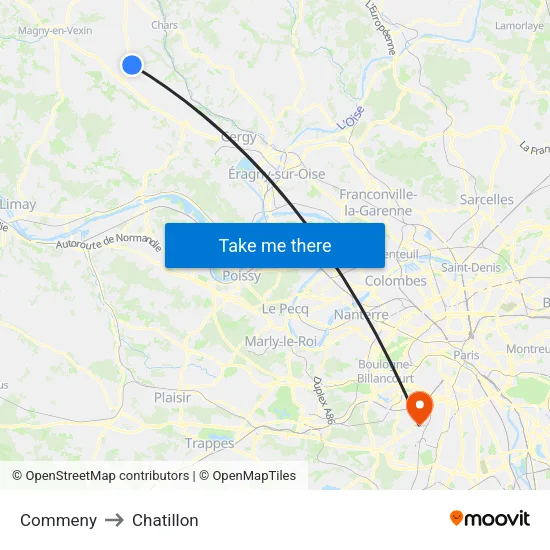Commeny to Chatillon map