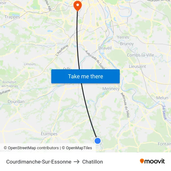 Courdimanche-Sur-Essonne to Chatillon map