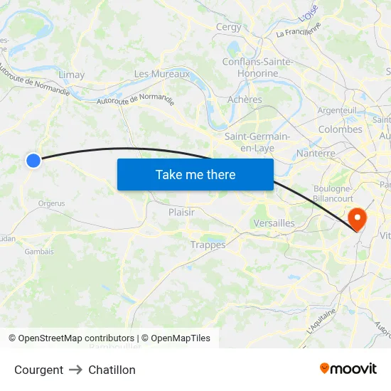 Courgent to Chatillon map
