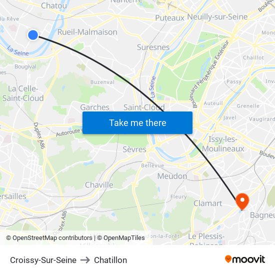 Croissy-Sur-Seine to Chatillon map